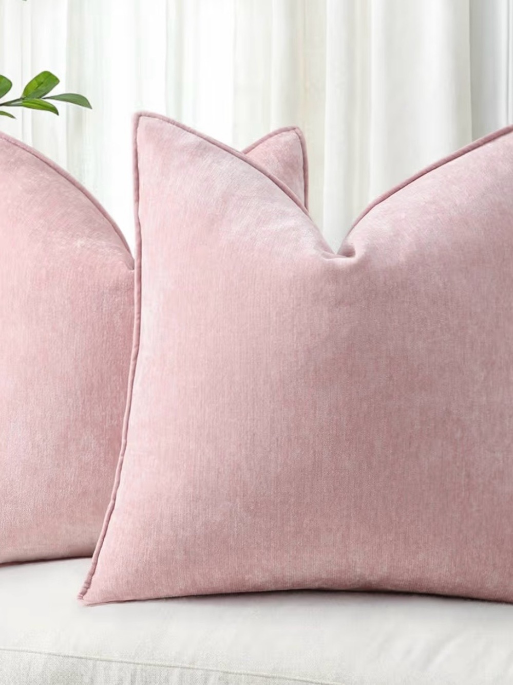 Soft Pink Velvet Throw Pillow Cover Pair